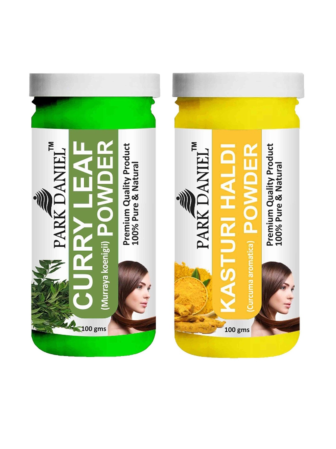 

Park Daniel Set Of 2 Natural Curry Leaf & Kasturi Haldi Powder - 100 g Each, Transparent