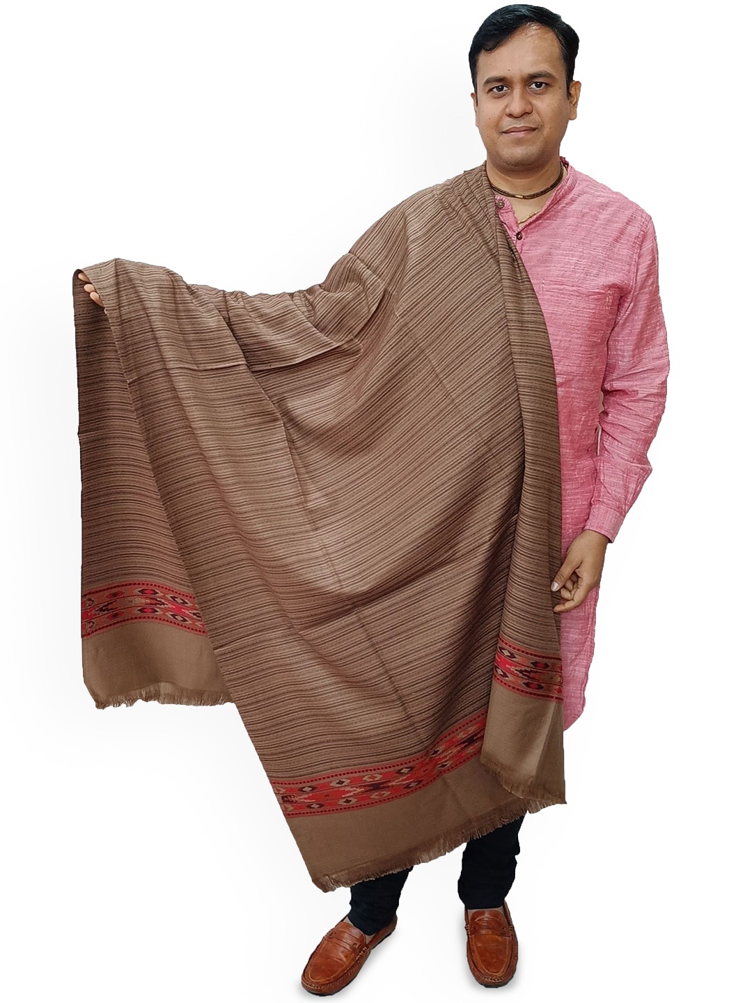 

Vrinde Ethnic Motifs Pure Woollen Shawl, Brown