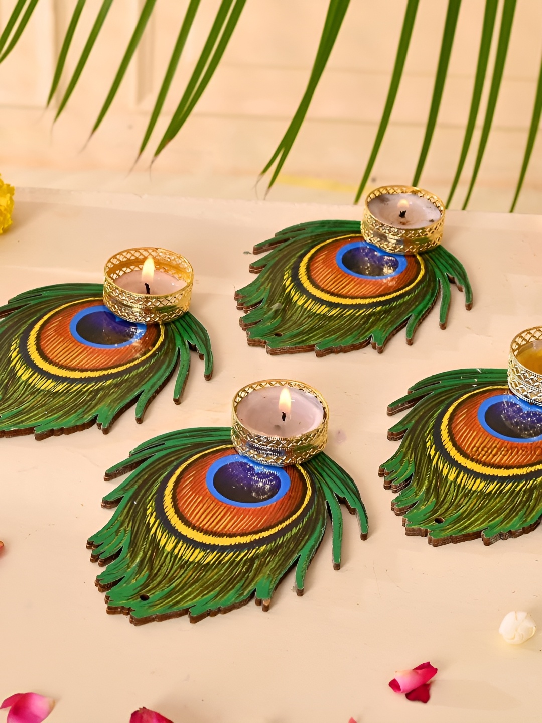 

Ascension Gold-Toned & Green Set of 4 Candle Holder