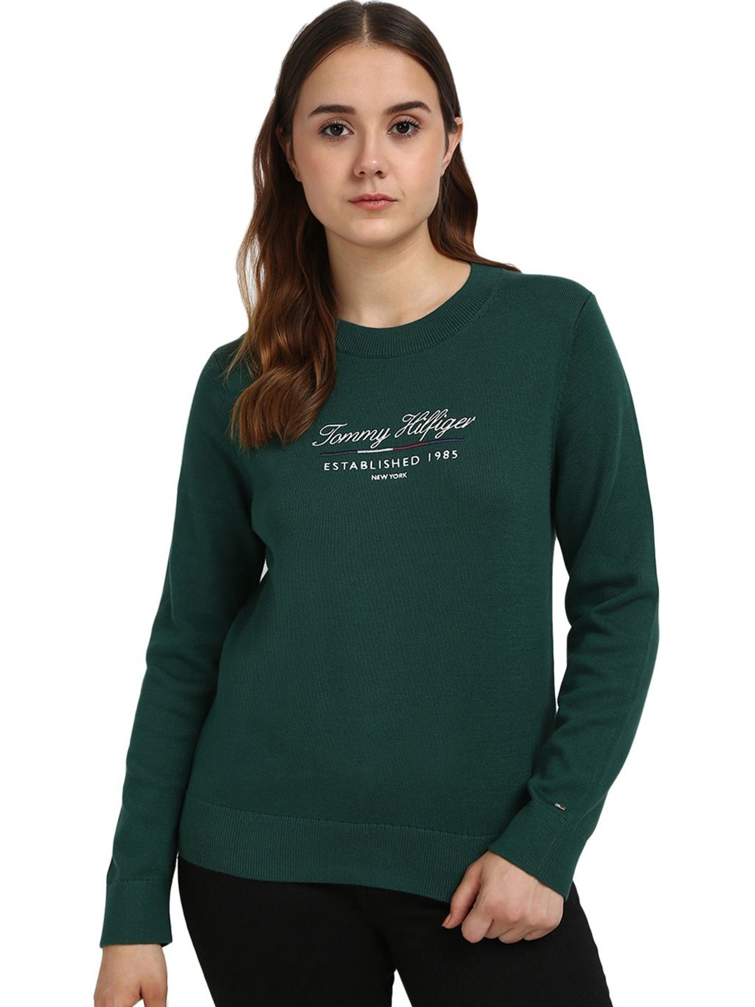 

Tommy Hilfiger Women Typography Pullover, Green