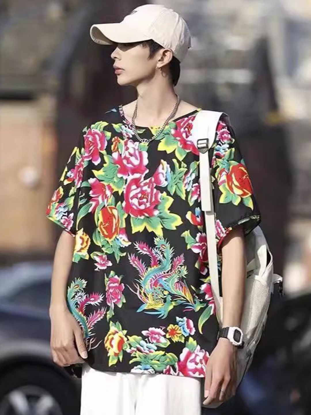 

StyleCast Men Floral Printed Round Neck T-shirt, Black