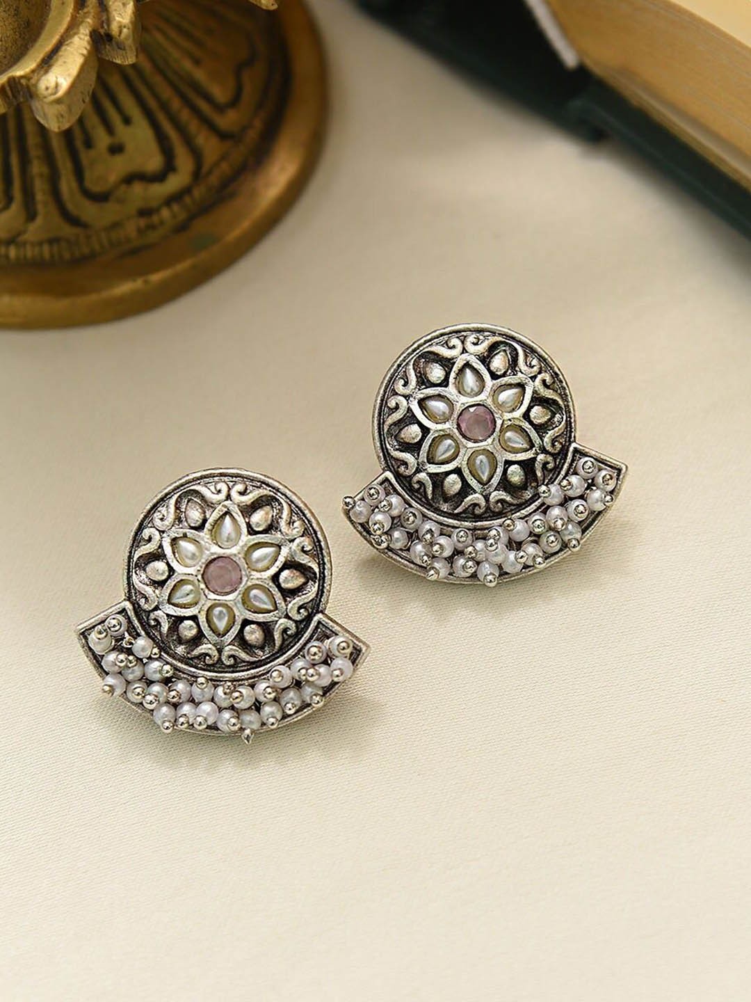 

JAYPORE Contemporary Beaded Stud Earrings, Gold