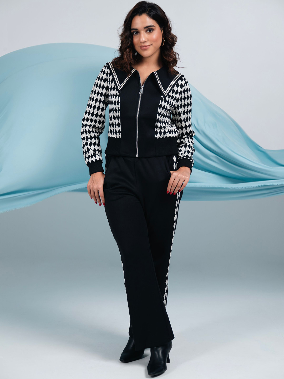 

PANKH Printed Sweatshirt With Trouser Co-Ords, Black