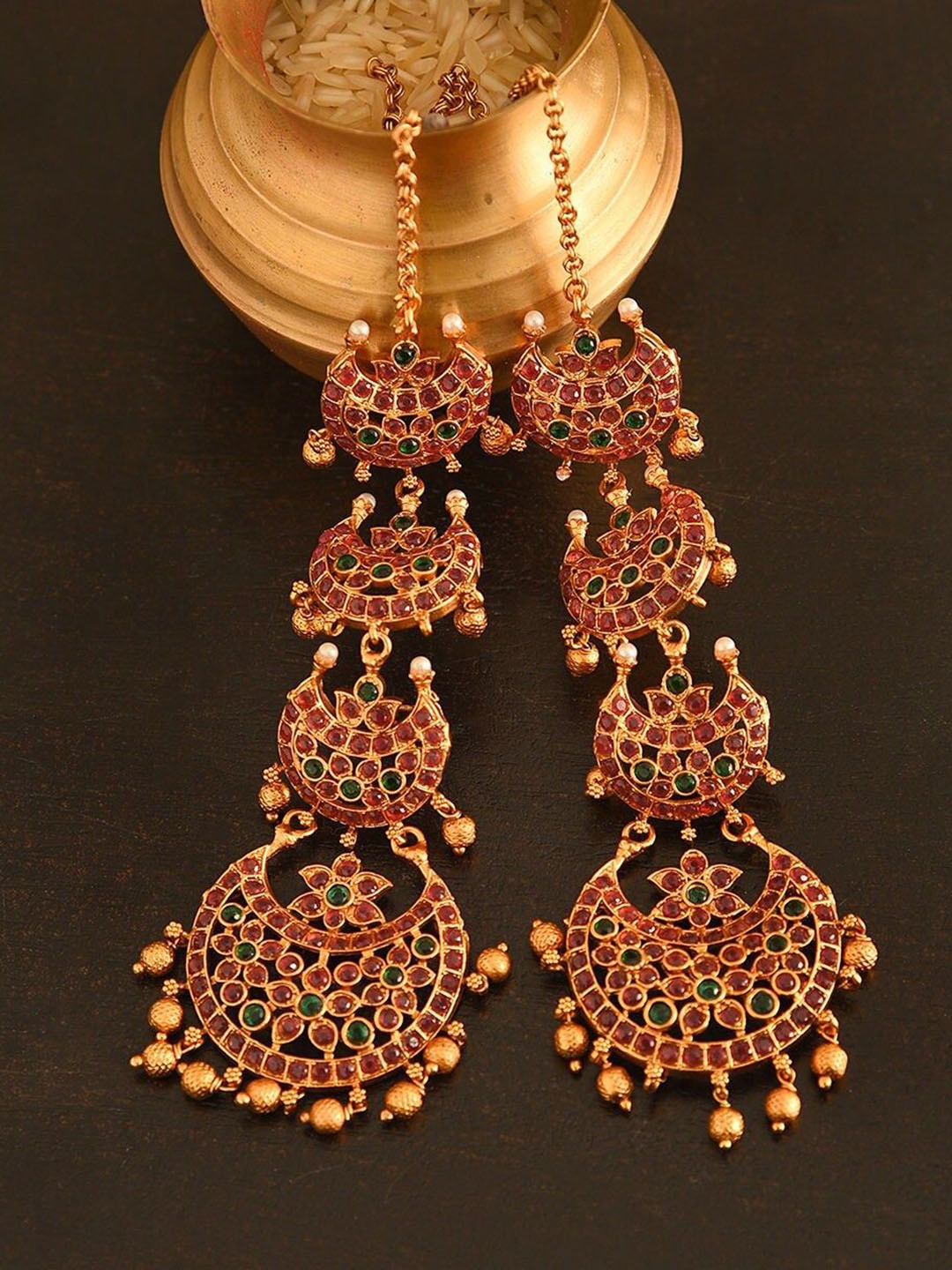 

JAYPORE Contemporary Stone Studded Drop Earrings, Gold