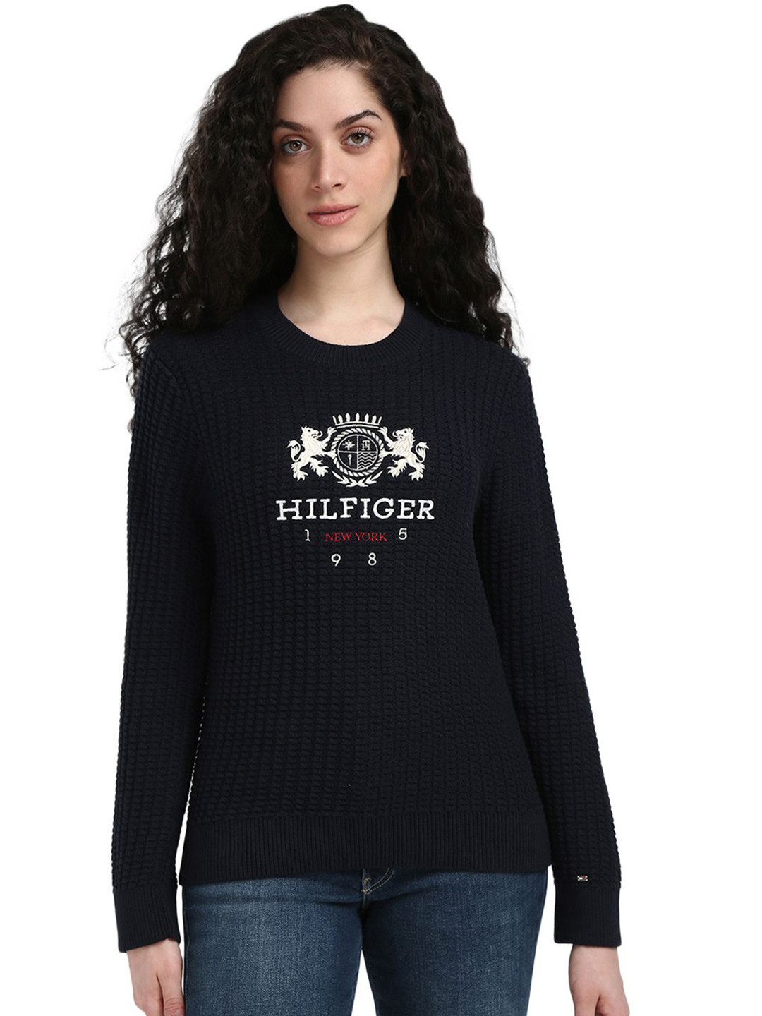 

Tommy Hilfiger Women Brand Logo Printed Organic Cotton Cardigan, Black
