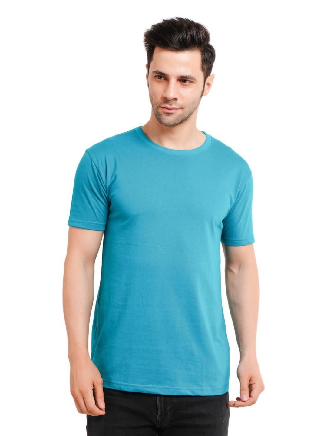 

XO Celebrating Love Men Solid Round Neck Cotton T-shirt, Blue