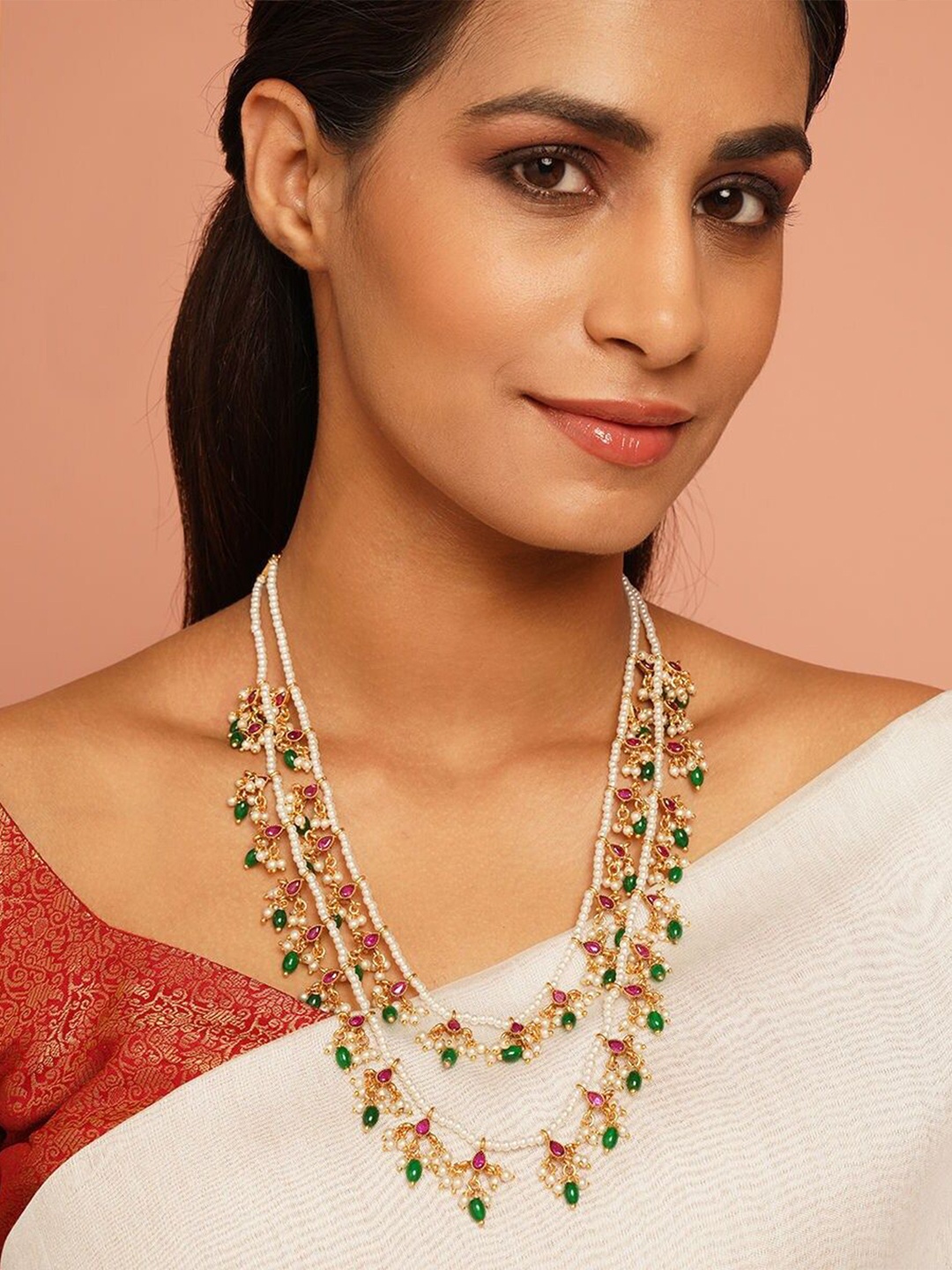 

JAYPORE Gold-Plated Brass Layered Necklace