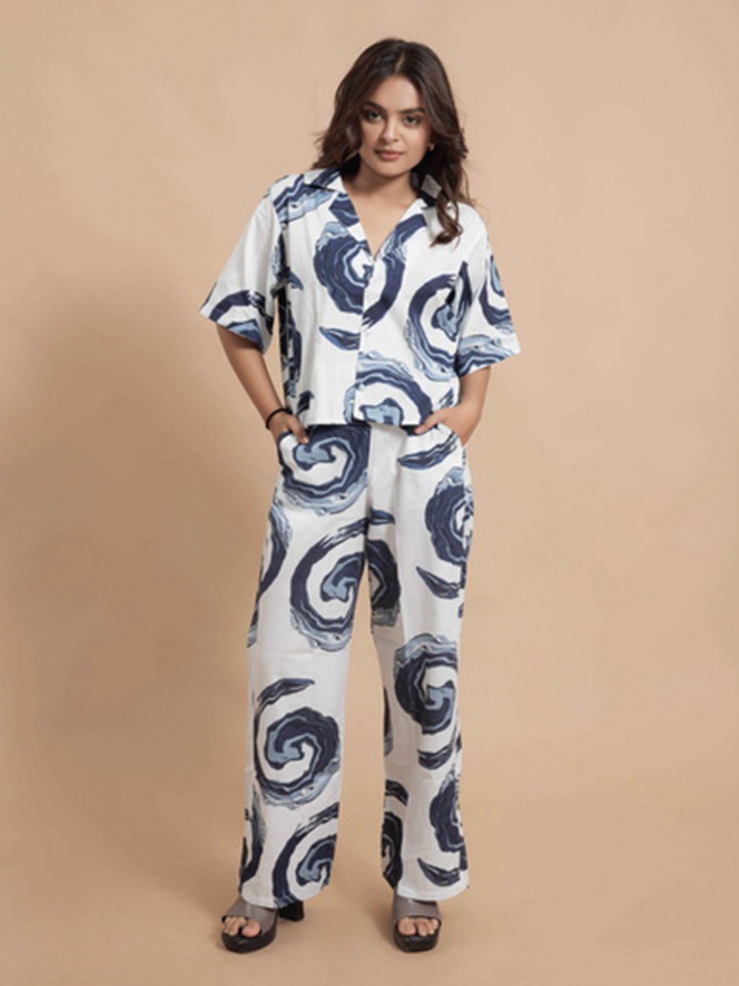 

PSBT Quality on way Printed Shirt With Trousers Co-Ords, Blue