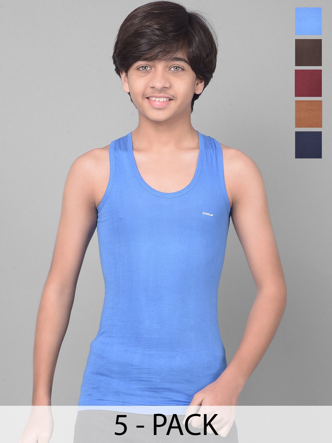 

Dollar Bigboss Boys Pack Of 5 Assorted Cotton Vests MBKVE-01-FNRN-CLR-PO5-CO2-Assorted