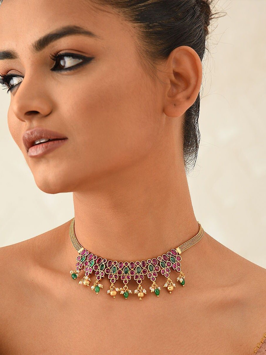 

JAYPORE Gold-Plated Stone Studded Necklace