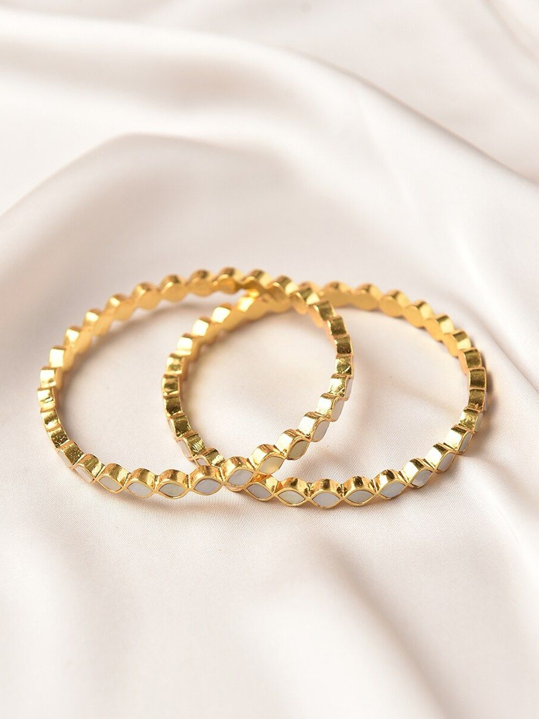 

JAYPORE Set Of 2 Kundan-Studded Bangles, Gold