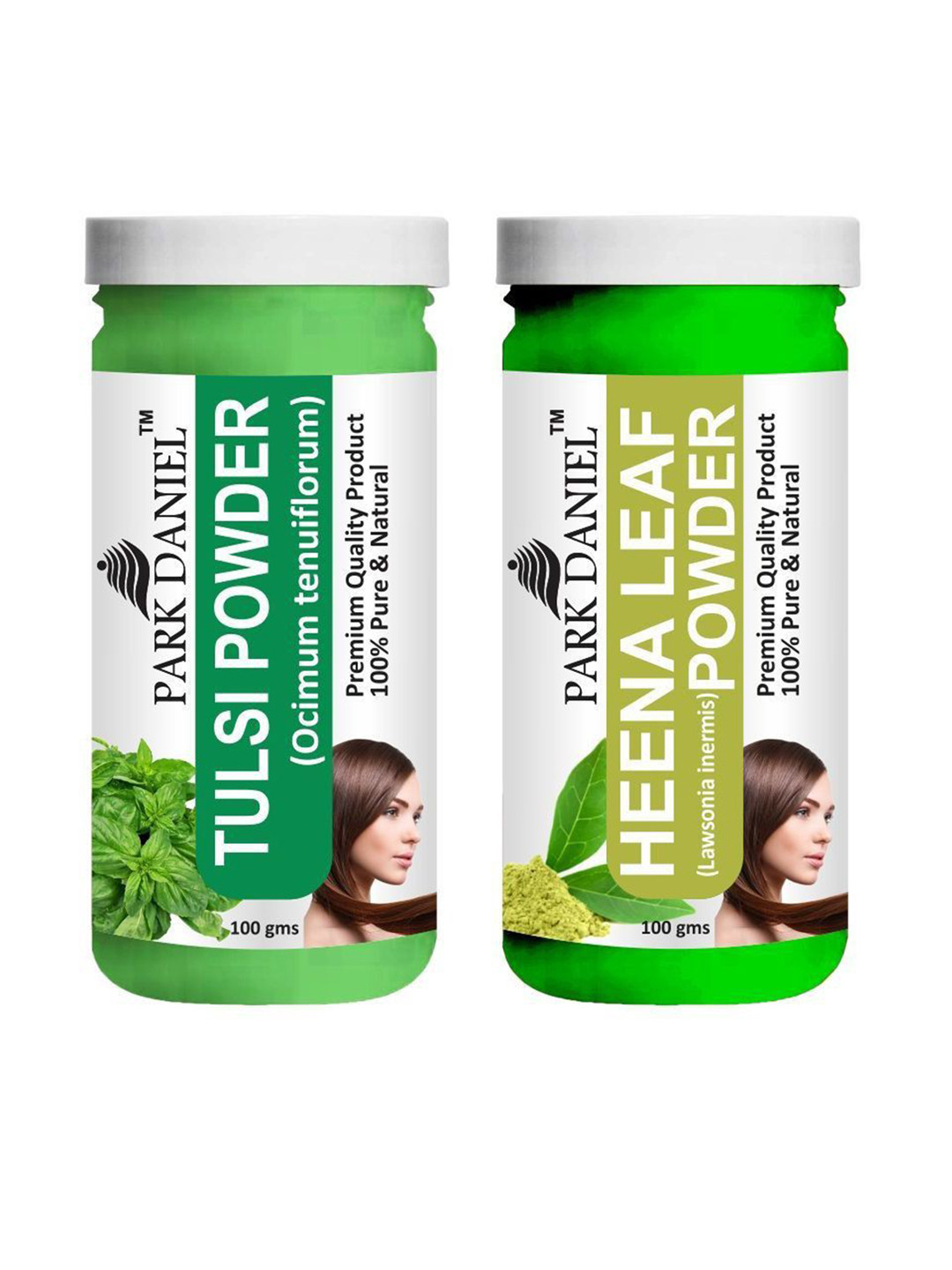 

Park Daniel Set Of 2 Tulsi & Heena Powder For Hair & Skin- 100 g Each, Transparent