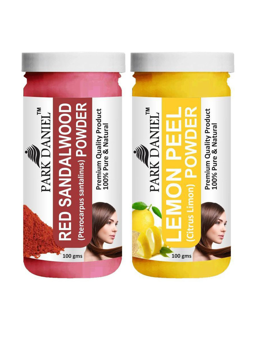 

Park Daniel Set Of 2 Red Sandalwood Powder & Lemon Peel Skin Mask Powder -100 gm Each, Pink