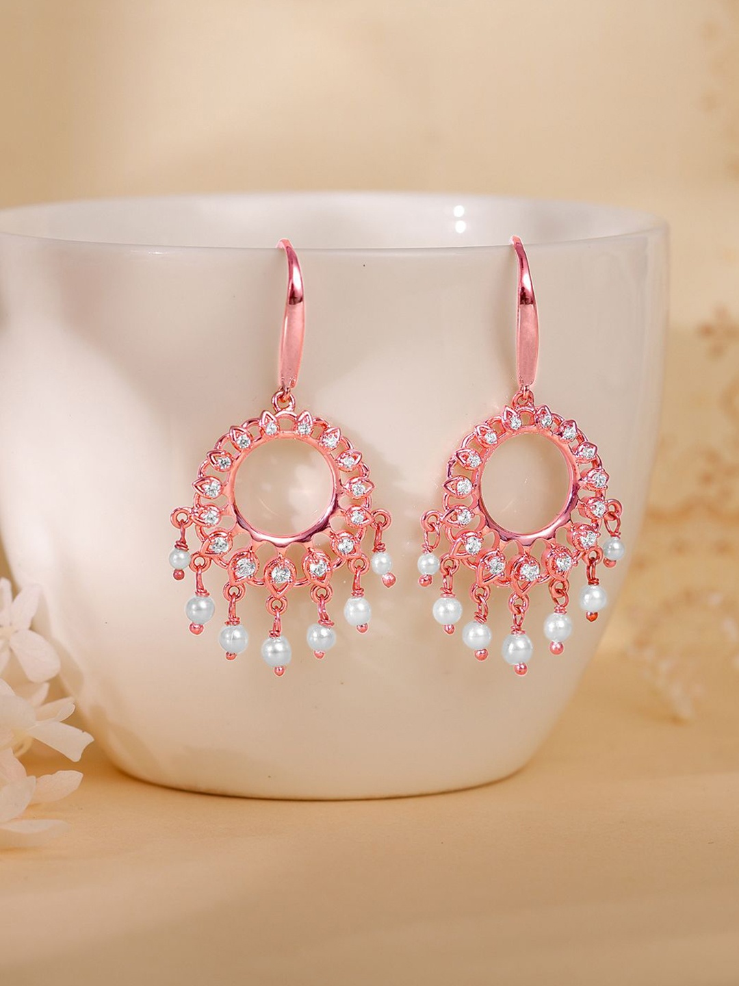 

GIVA 925 Silver Rose Gold Plated Zircon Contemporary Drop Earrings