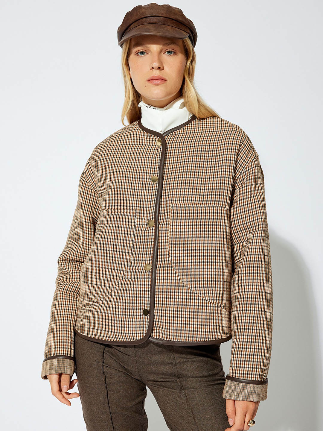 

Koton Women Longline Quilted Jacket, Beige