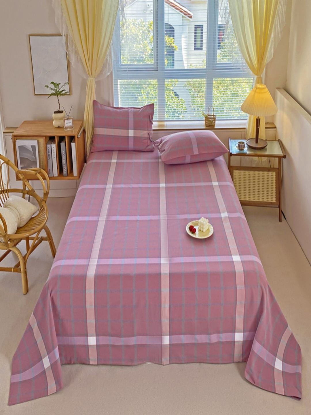 

JC HOME Purple & Grey Pure Cotton 230TC Queen Bedsheet Set 2.30 m x 2.00 m