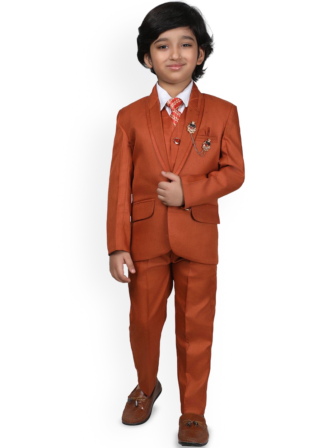 

BAESD Boys Single Breasted Five Piece Suits, Brown