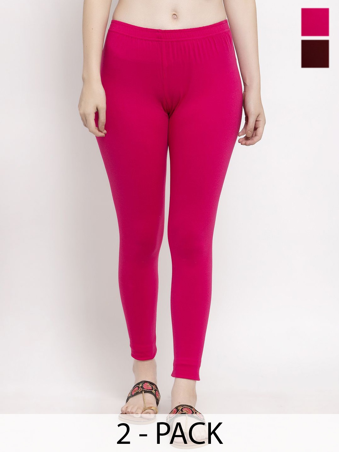 

Trend Level Women Pack Of 2 Mid-Rise Ankle-Length Leggings, Magenta