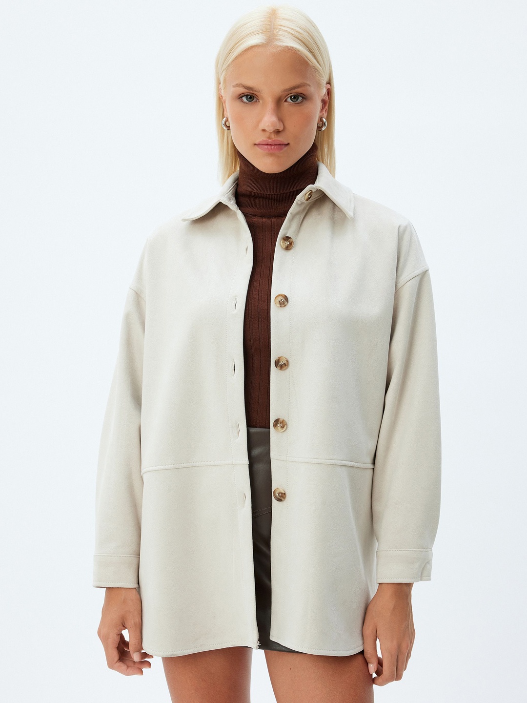 

Koton Women Longline Tailored Jacket, Grey