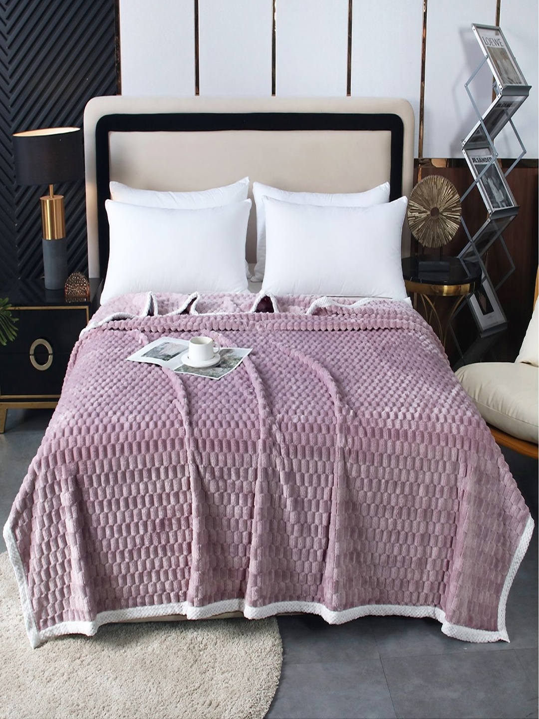 

JC HOME Purple & White AC Room 300 GSM Single Bed Blanket