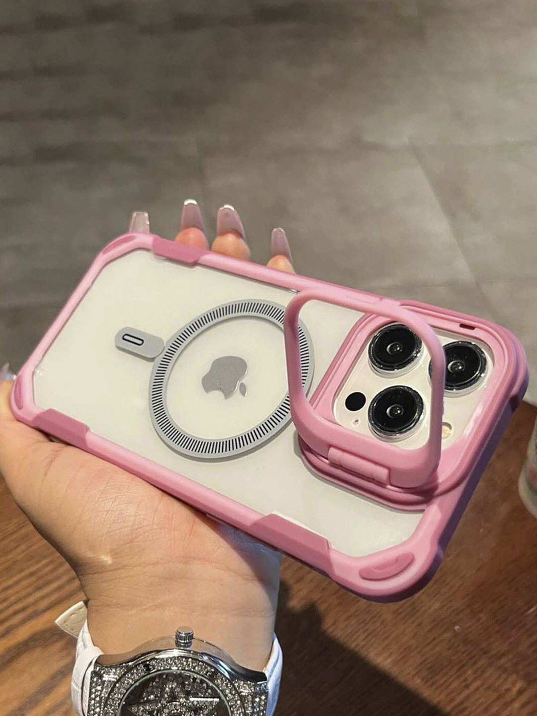 

Luxury Kase Solid Printed iPhone 13 Pro Max Back Case Mobile Accessories, Pink