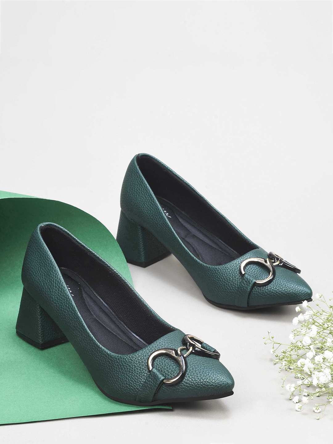 

JM Looks Synthetic Block Heel Pumps, Green