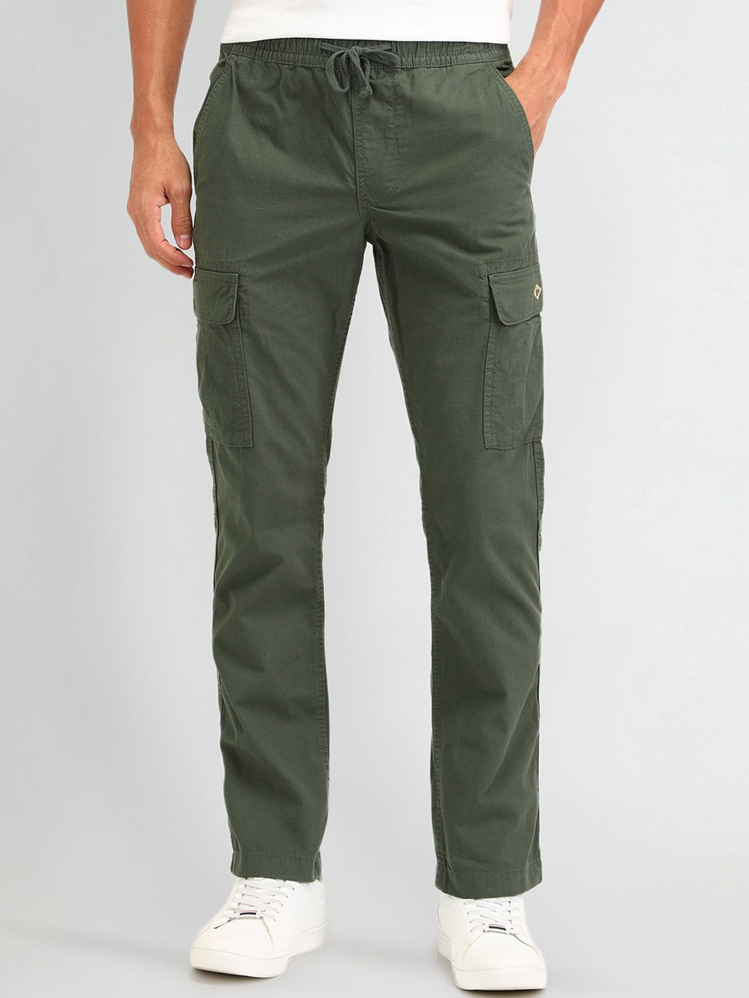 

U.S. Polo Assn. Denim Co. Men Classic Cotton Straight Fit Cargos Trousers, Green