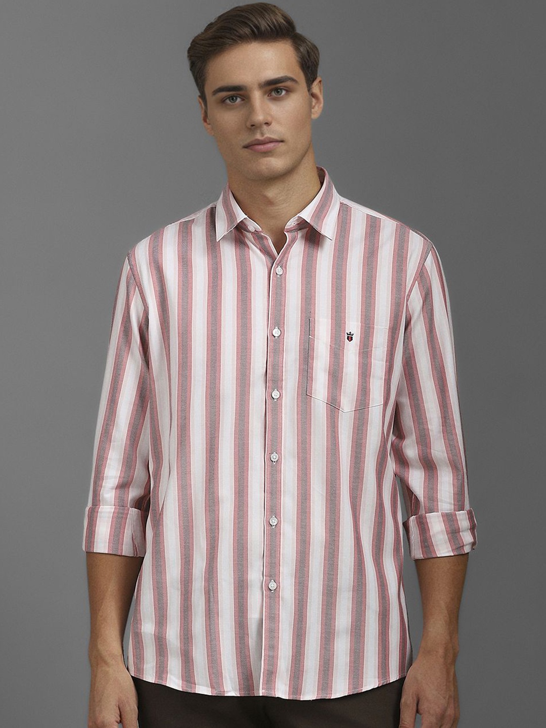 

Louis Philippe Sport Men Slim Fit Opaque Striped Casual Shirt, White