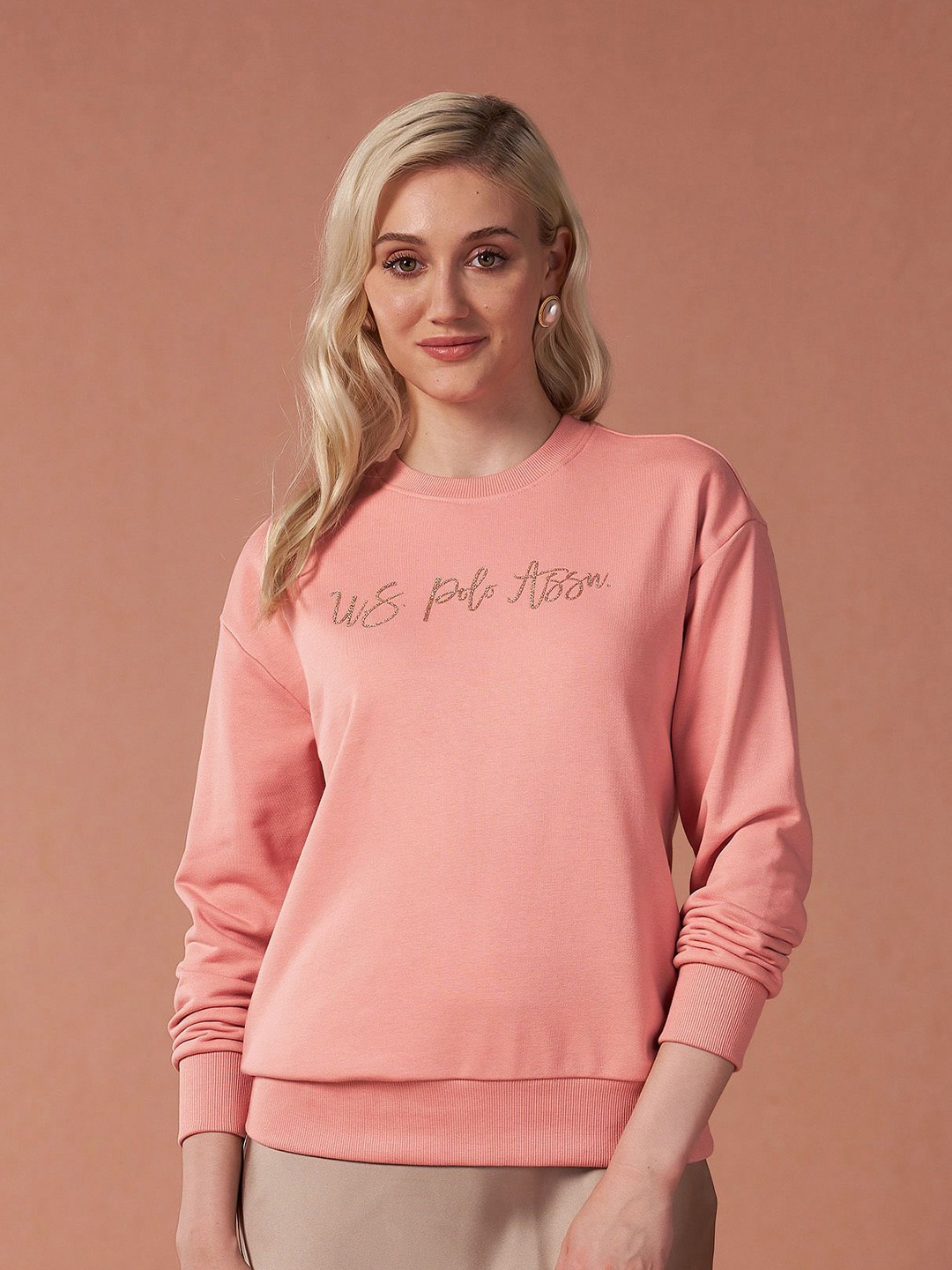

U.S. Polo Assn. Women Women Brand Logo Printed Sweatshirt, Pink
