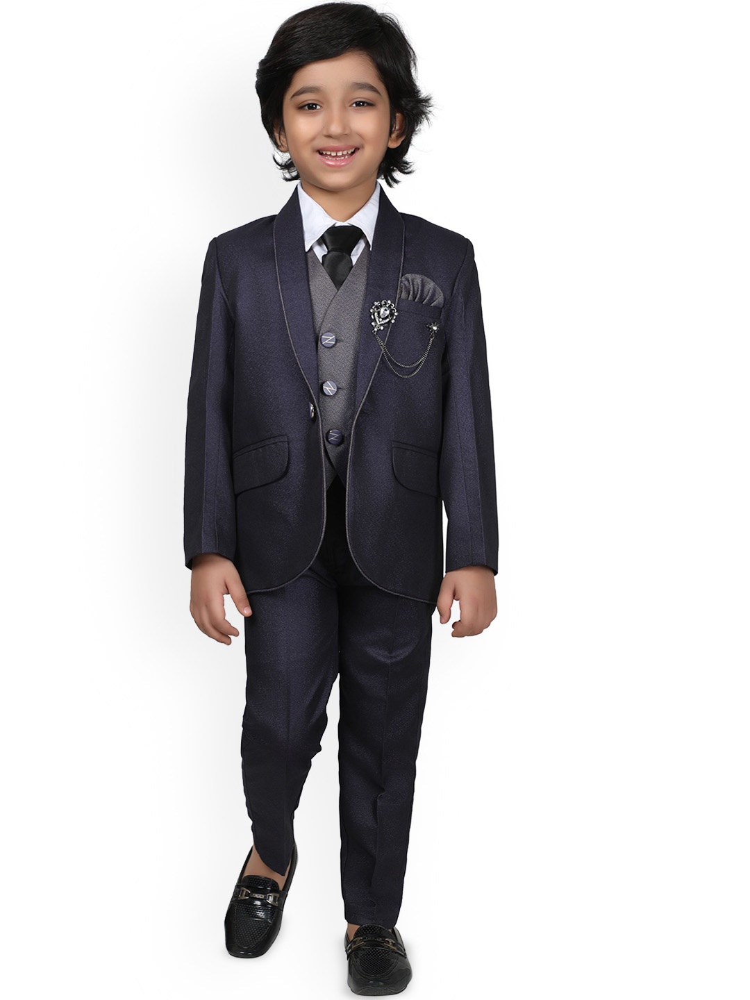 

BAESD Casual Boys Single-Breasted Suit, Navy blue