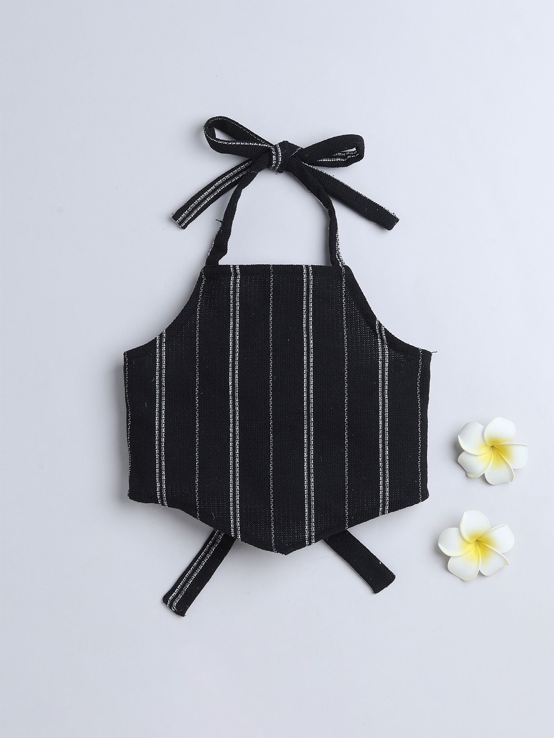 

taffykids Giel's Tie - Up Striped Halter Neck Top, Black