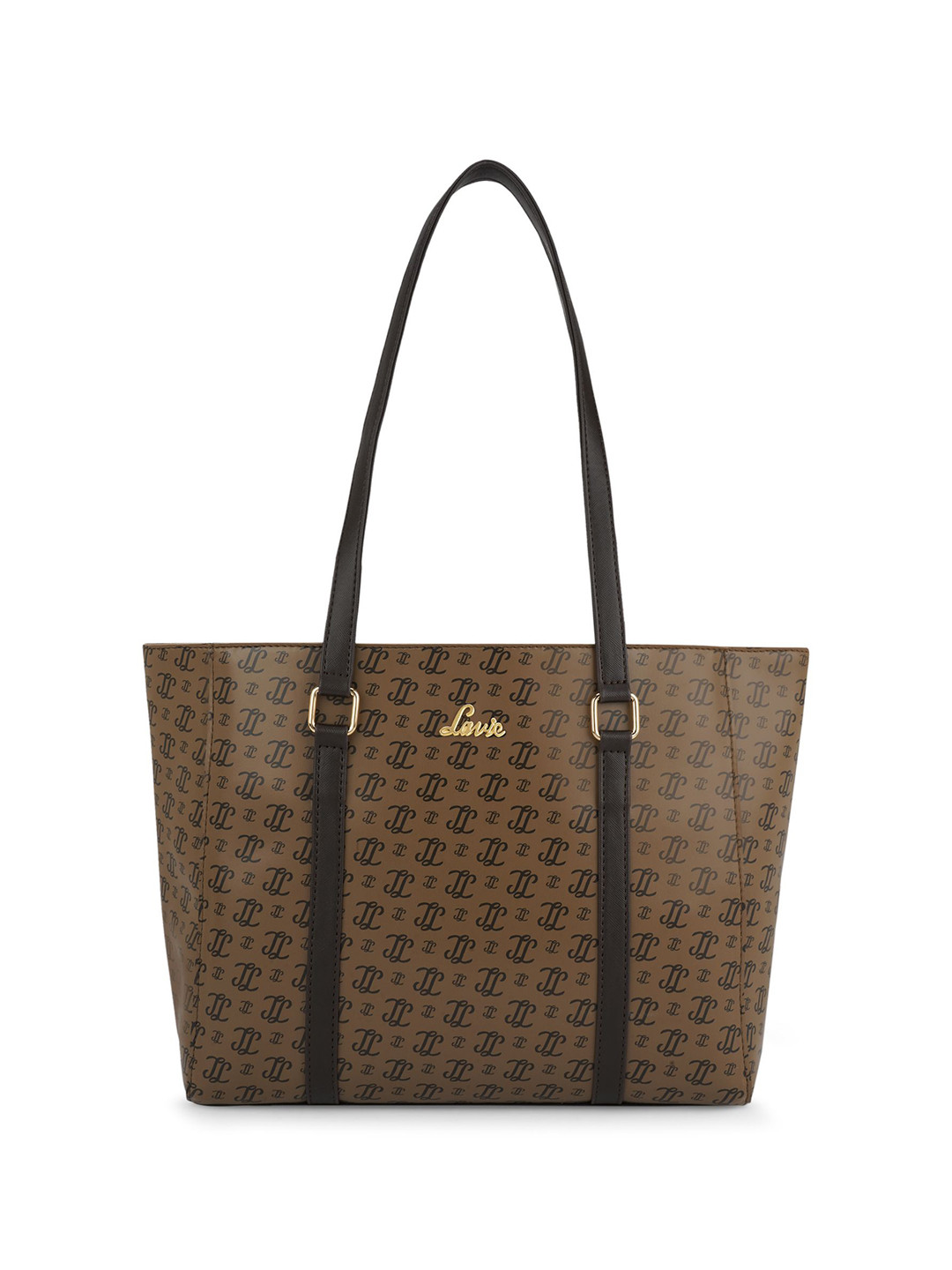 

Lavie Women Brand Logo Printed Structured Shoulder Bag, Coffee brown