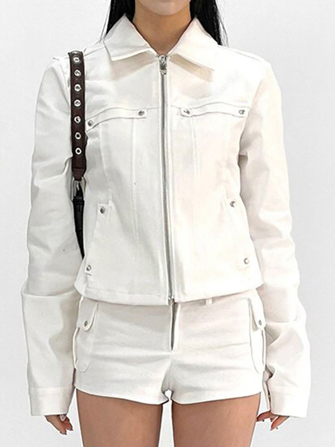 

StyleCast x Revolte Women Spread Collar Solid Casual Tailored Jacket, White
