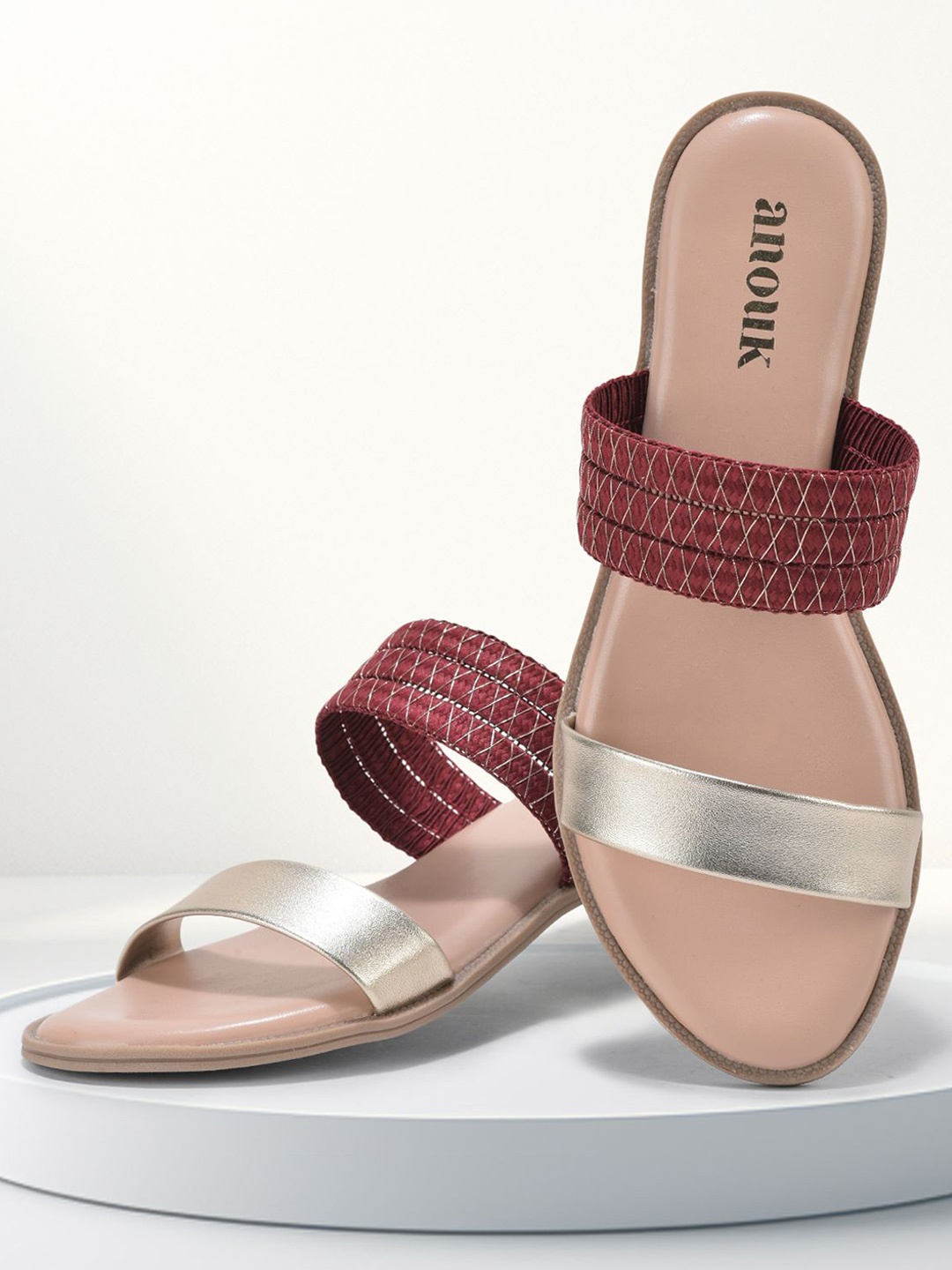 

Anouk Women Woven Design Ethnic Open Toe Flats, Maroon