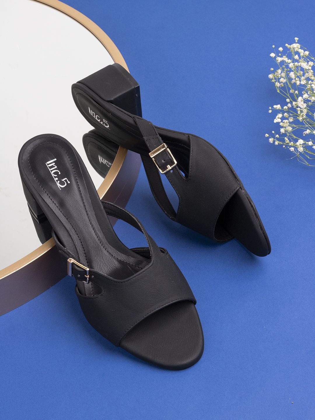 

Inc 5 Women Peep Toe Block Heel Sandals, Black