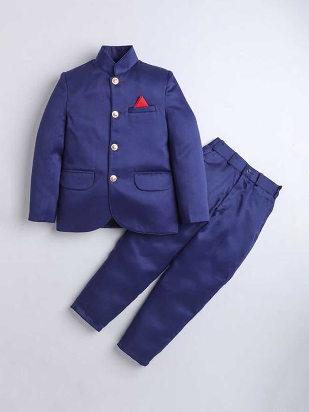 

BAESD Boys 2 Piece Single Breasted Mandarin Collar Suit, Blue