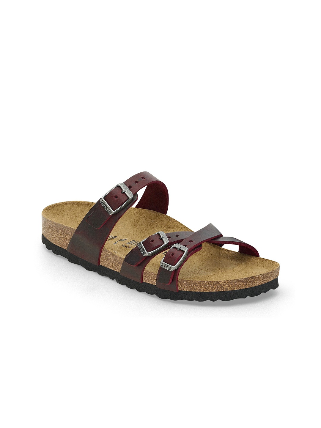 

Birkenstock Franca Women Leather Narrow Width Multi Strap Sandals, Red