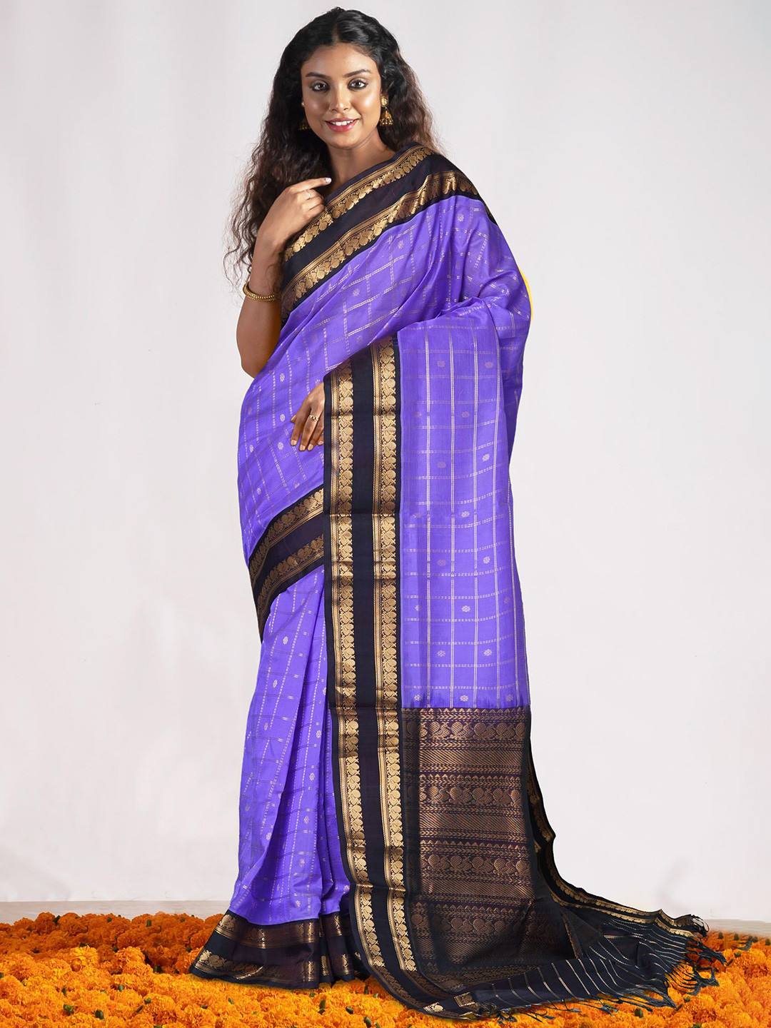

Unnati Silks Woven Design Handloom Kanjeevaram Saree, Lavender