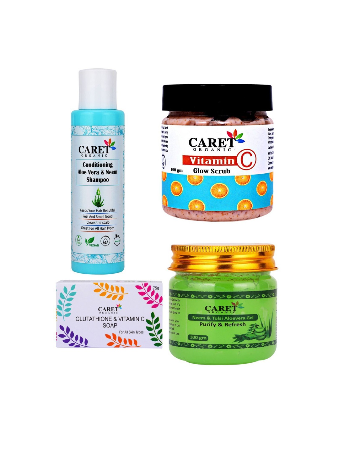 

CARET ORGANIC Set of 4 Bath and Body Combo, White