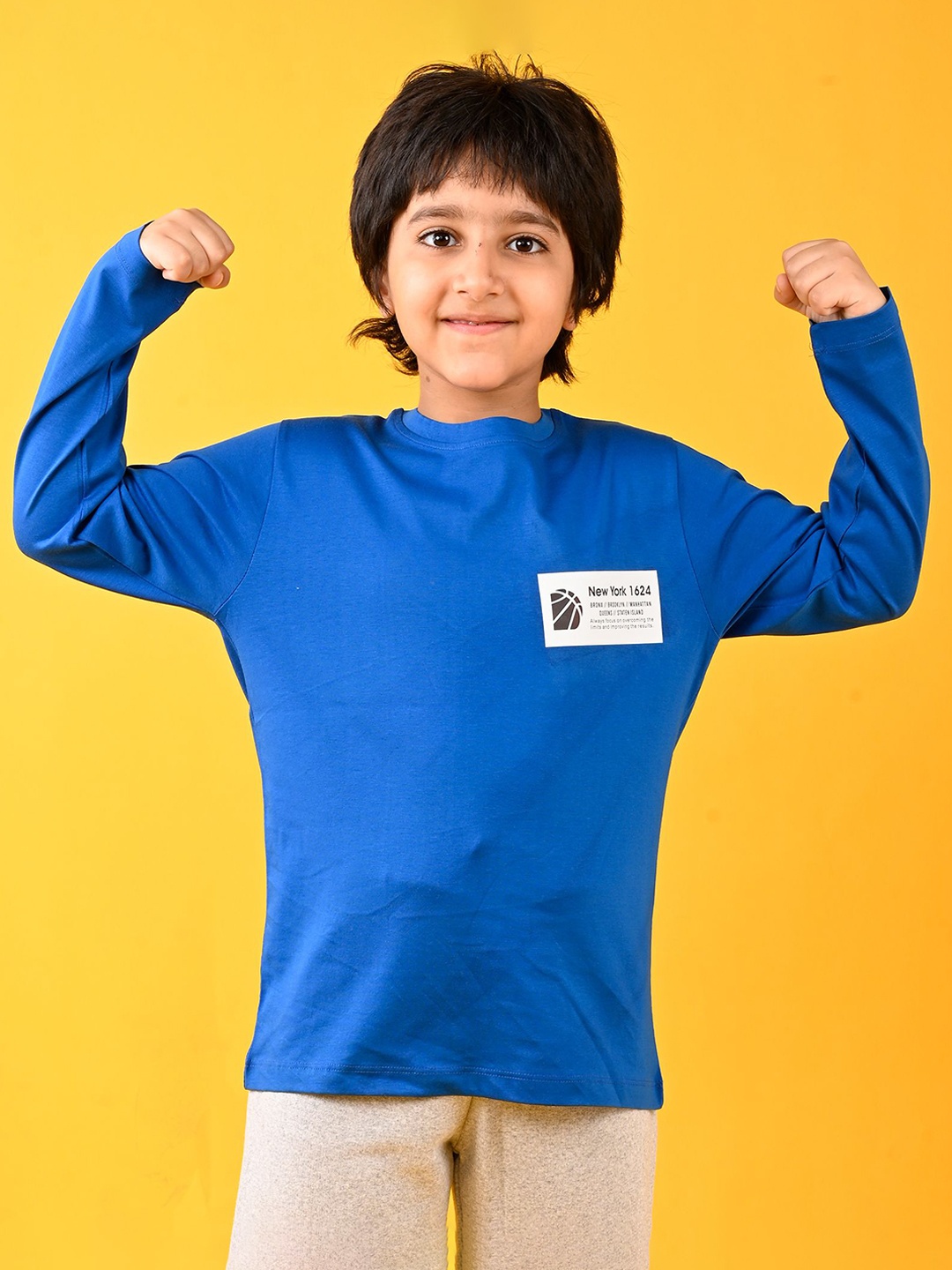 

Anthrilo Boys Solid Round Neck Cotton T-shirt, Blue