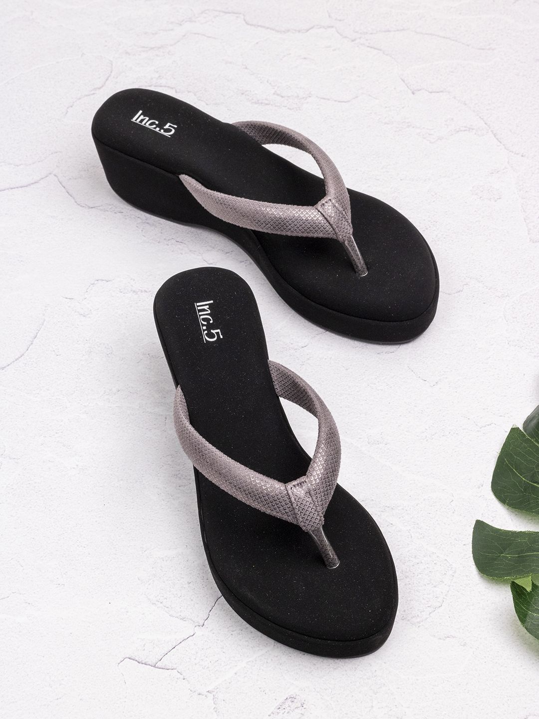 

Inc 5Women Round Toe Party Wear Wedge Heel Sandals, Grey