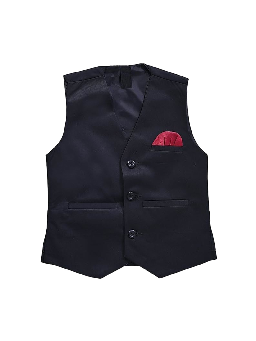 

Eliq Boys V-Neck Sleeveless Corduroy Cotton Silk Waistcoat, Black