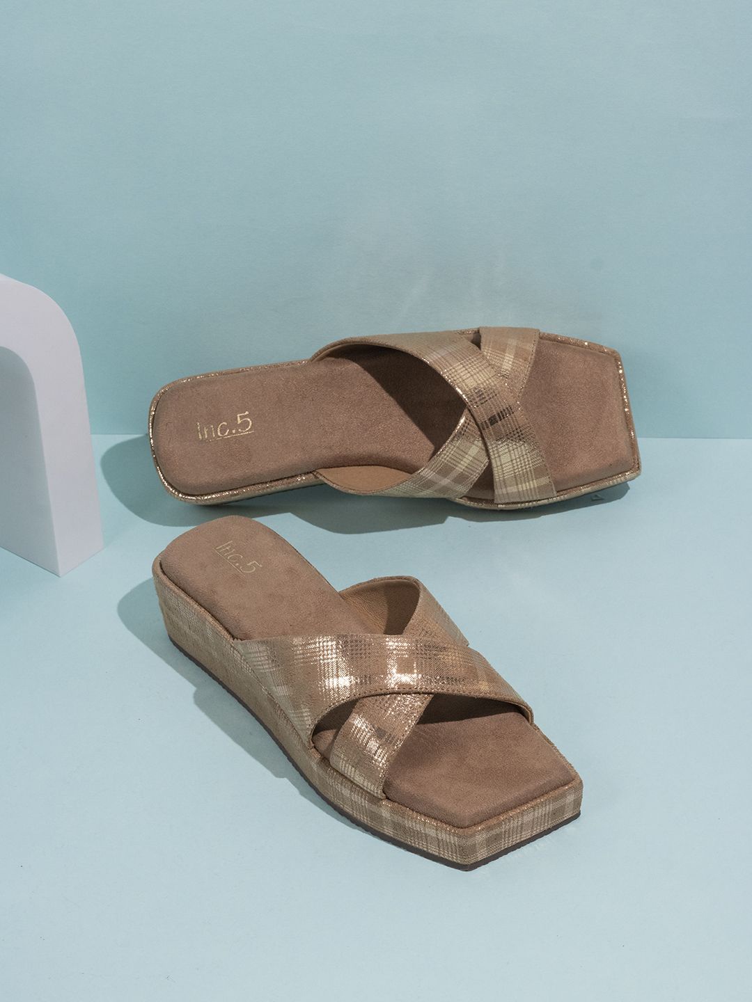 

Inc 5 Women Printed Party Wedge Heel Sandals, Beige