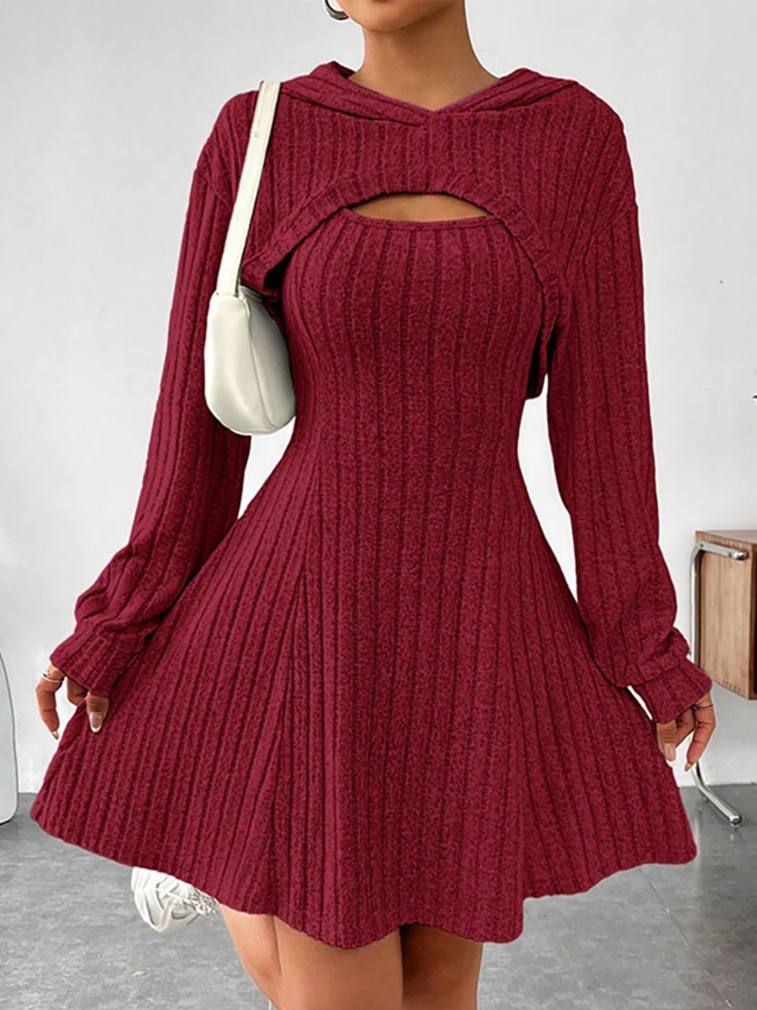 

StyleCast x Revolte Women Keyhole Neck Fit & Flare Dress, Maroon