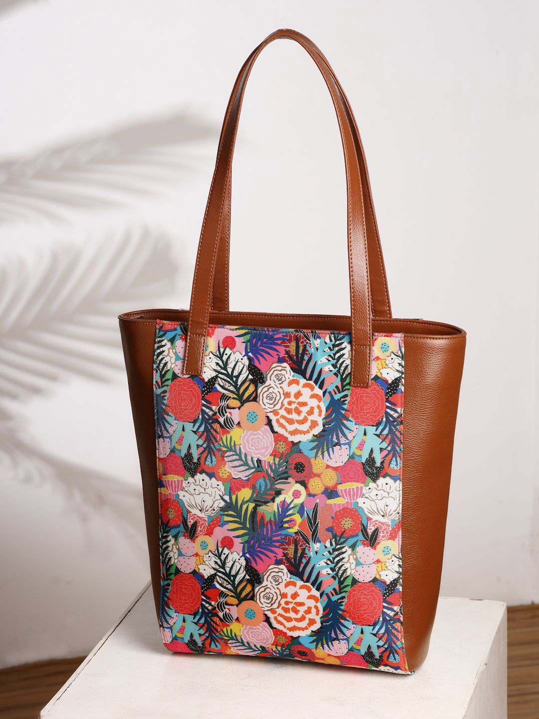 

DressBerry Women Floral Printed Structured Shoulder Bag, Brown