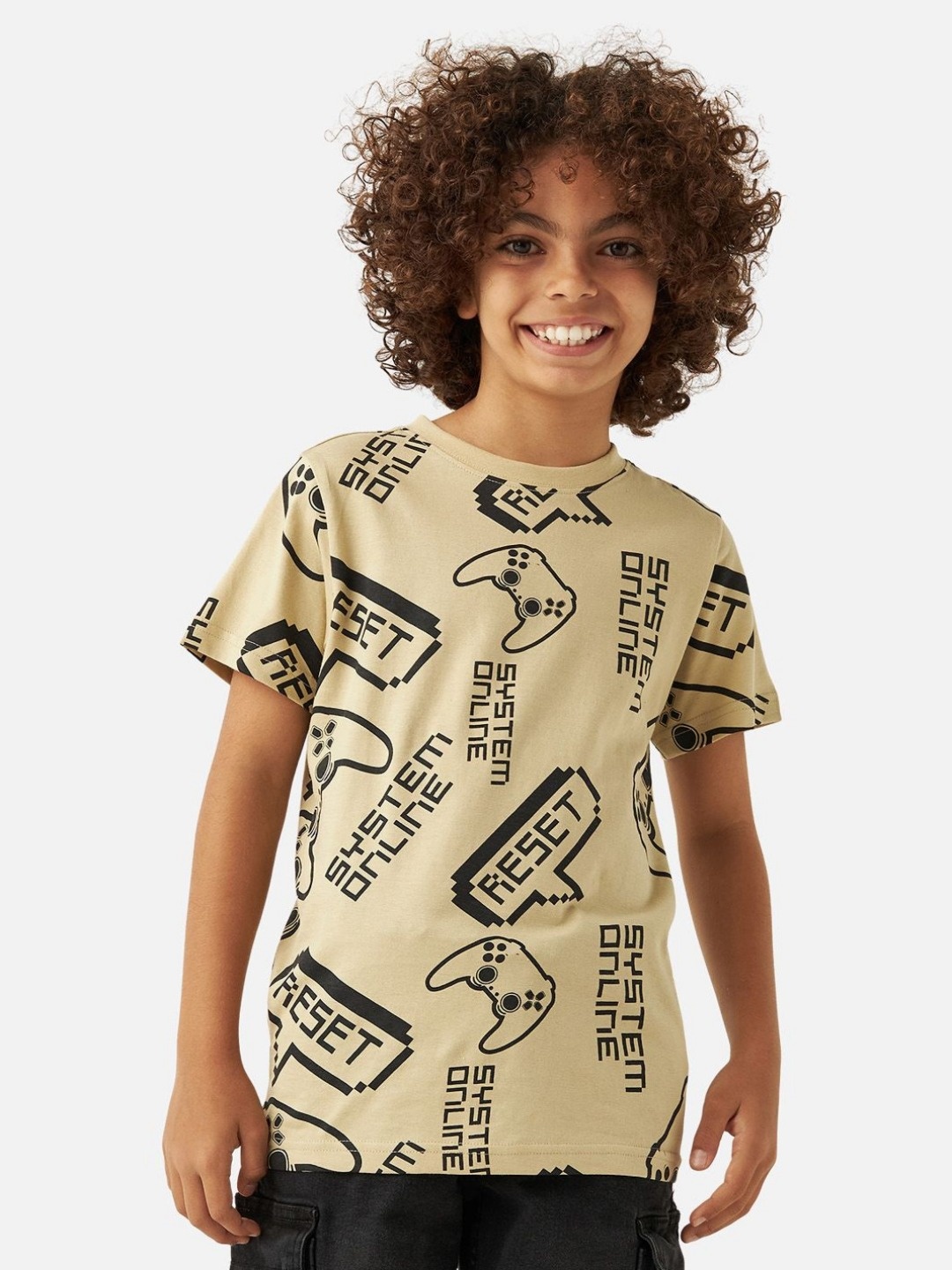 

Juniors by Babyshop Boys Typography Printed Round Neck Cotton T-shirt, Beige