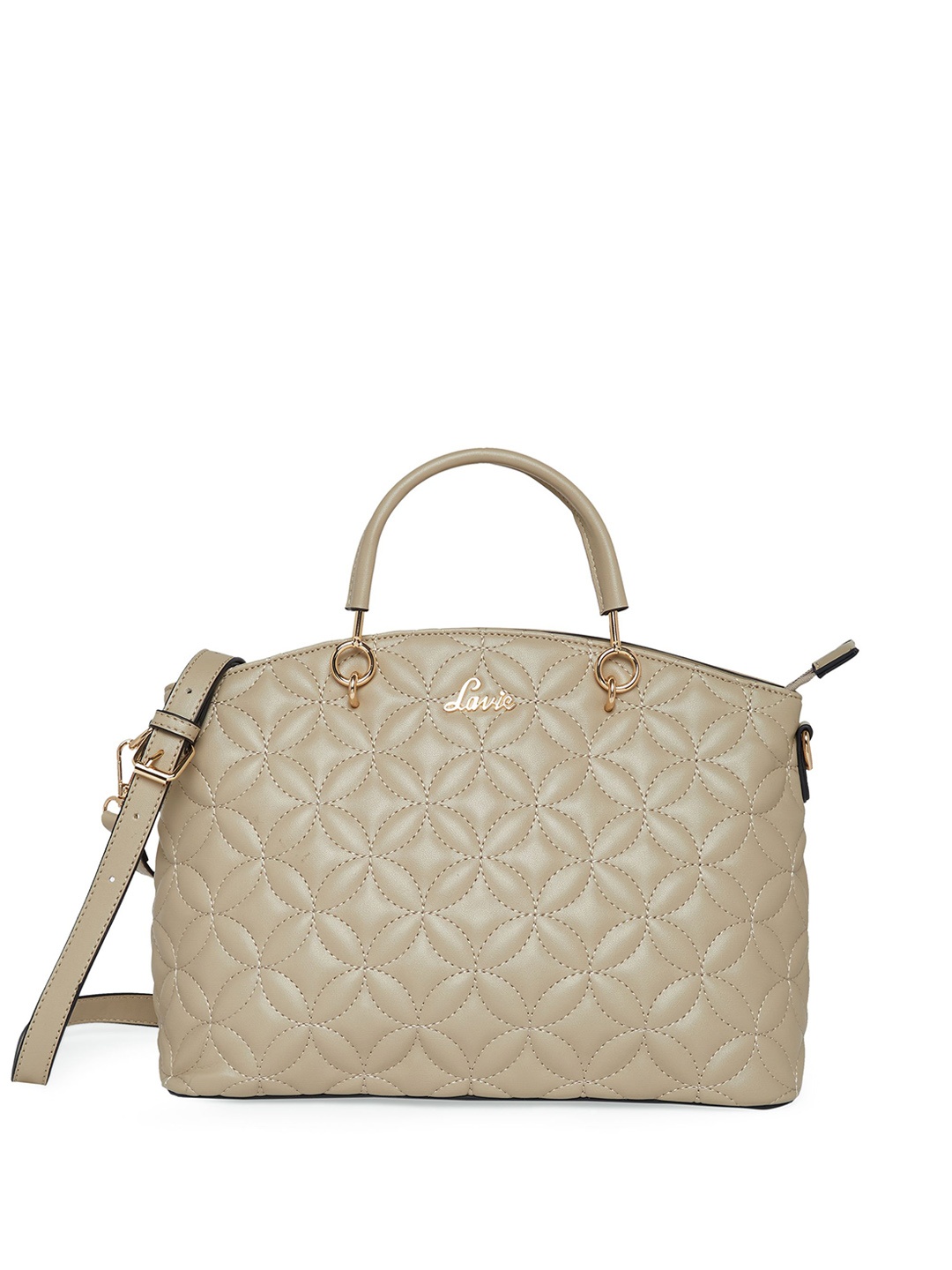 

Lavie Textured Structured Satchel with Quilted, Beige