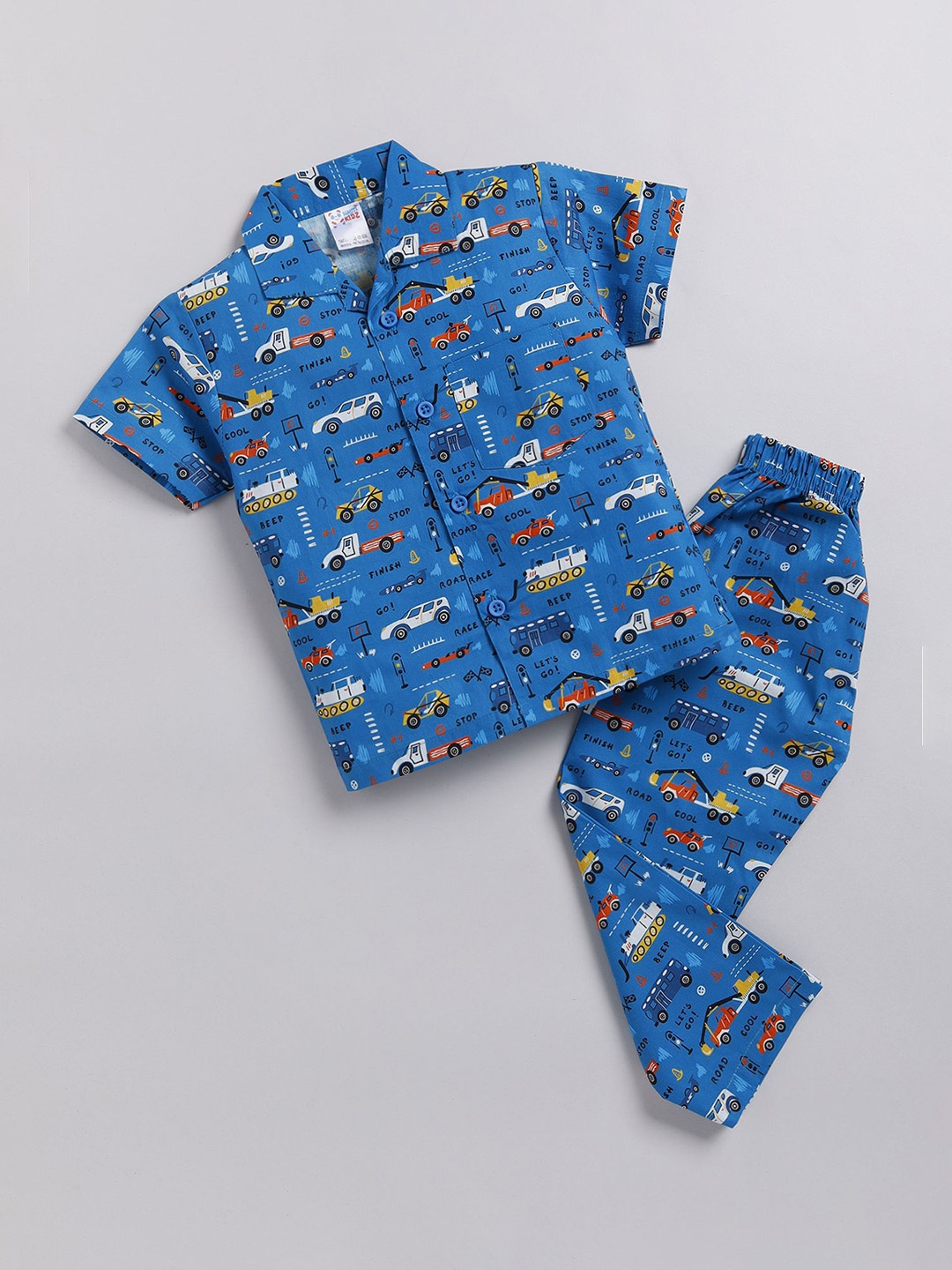 

NAUTI KIDZ Boys Pure Cotton Printed Night suit, Blue