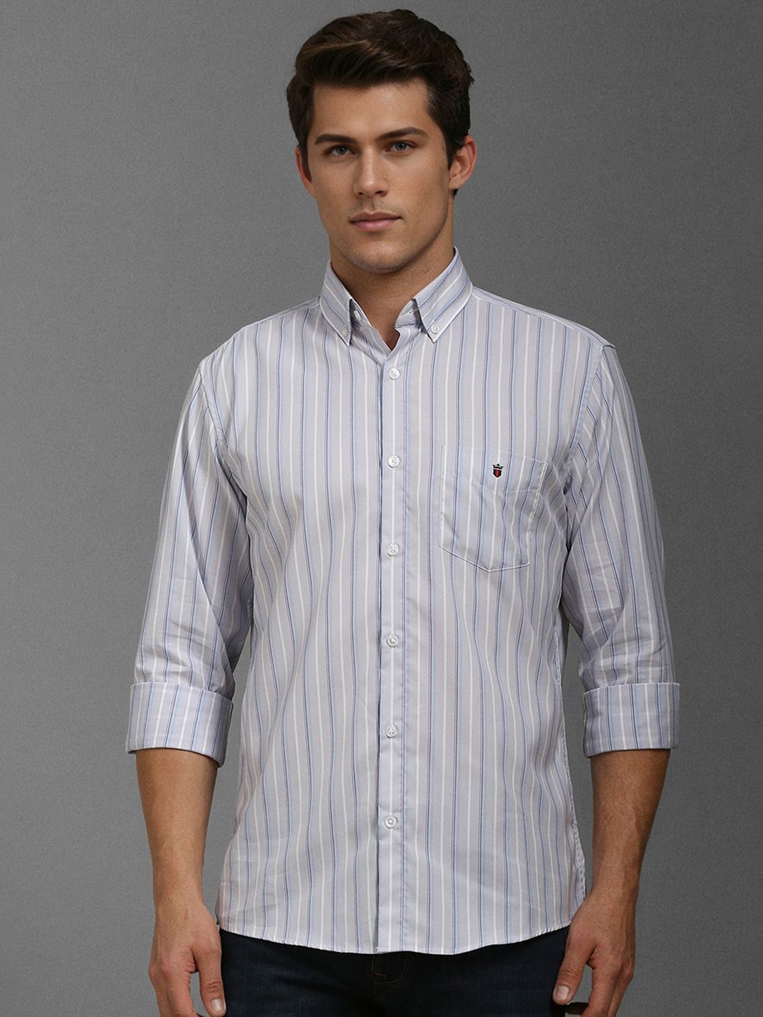 

Louis Philippe Sport Men Slim Fit Opaque Striped Casual Shirt, Grey