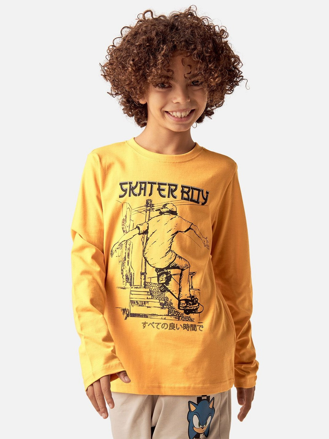 

Juniors by Babyshop Boys Graphic Printed Round Neck Cotton Oversized T-shirt, Yellow